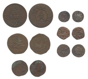 Assorted lot of Silver (2) and Copper (4). Various denominations. Fine+ to Very Fine, Scar