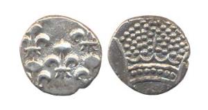 Pondicherry Mint, Silver, Fanon, pearled crown type. Very Fine+, Scarce.