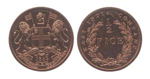 1/2 Pice, Copper, 1853. (Prid #160). Proof, Scarce.