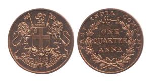 1/4 Anna, Copper, 1835. (Prid #148A). Proof, Scarce.