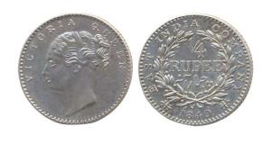 Victoria Queen, Silver, ¼ Rupee, 1840. Continuous legend, Calcutta mint. (Prid #99). Proof