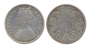Victoria Queen, Silver, ½ Rupee 1897. Bombay Mint, obv type A, rev type I. (Prid #305). Pr