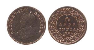 George V, Copper, 1/12 Anna, 1925. Bombay mint. (Prid #853). Proof, Scarce.