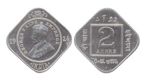 George V, Nickel, 2 Annas, 1924. Bombay mint. (Prid #897). Proof, Scarce.