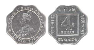 George V, Nickel, 4 Annas, 1920. Bombay Mint. (Prid #878). Proof, Scarce.