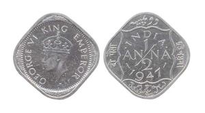 George VI, ½ Anna, 1947, Bombay Mint denoted by Diamond privy mark on reverse. (Prid #992A