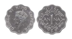 George VI, 1 Anna, 1947, Bombay Mint. (Prid #981). Proof, Scarce.