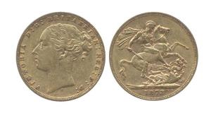 Australia, Victoria, Gold, Sovereign, 1873S. Very Fine.