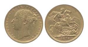 Australia, Victoria, Gold, Sovereign, 1875M. Very Fine.