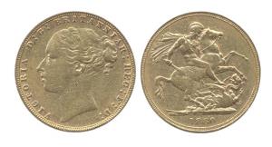 Great Britain, Victoria, Gold, 1 Pound, Sovereign, 1880. Very Fine.