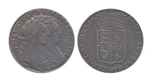 Great Britain, William and Marry, Silver, ½ Crown, 1689. Very Fine, Scarce.