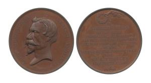 Nagpore 1st Industrial Exhibition Medal, Copper, bust of R. Temple on obv, legend describi