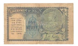British India, George V, Rupee 1, 2nd issue, 1940, signed J. W. Kelly (Jhun #2.1A) booklet