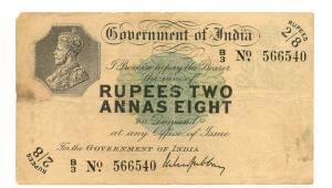 British India, George V, Rupees 2 Annas 8 (2 & ½ Rupees), 1918, signed M. M. S. Gubbay, Pr