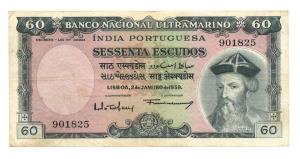 Indo-Portuguese, 60 Escudos, Banco Nacional Ultramarino, 7th issue, 1959, (Jhun# 36.4). Ve
