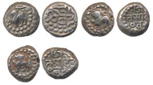Chauhanas of Ranthambhor, Jaitra Simha, Billon (3), standing lion to left on obv, Nagari l
