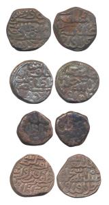 Assorted lot of 4: Billon, Tughluq Shah II, Zafar Shah; Copper, Alam Shah and Abu Bakr Sha