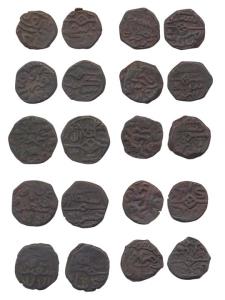 Copper (11), Eleven different Muslim rulers of Kashmir. Fine+ to Very Fine+, Scarce as a s