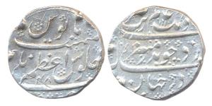 Aurangzeb, Silver, Rupee, Azamnagar Mint, AH 1110/48. Mint name at centre of rev. About Ve