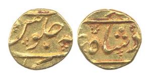Muhammad Shah, Gold, 1/3 Mohur, 3.83 g, Junagadh3/8 Mint. About Extremely Fine, Rare.
