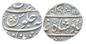 Alamgir II, Silver, ½ Rupee, Khujista Bunyad Mint, AH 117x. Floral background, Extremely F