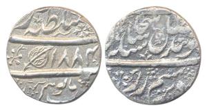 Ranjit Singh, Silver, Rupee, Lahore Mint, VS 1884, in the name of Guru Nanak devji. About 