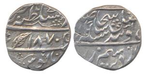 Ranjit Singh, Silver, Rupee, Lahore Mint, VS 1870, in the name of Guru Nanak devji. Fine+,