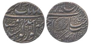 Amritsar Mint, Silver, Rupee, VS 1885/97. Aum in Nagari on obv, in the name of Guru Govind