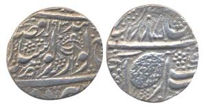 Amritsar Mint, Silver, Rupee, VS 1885/1903, flag in the centre field on obv, in the name o