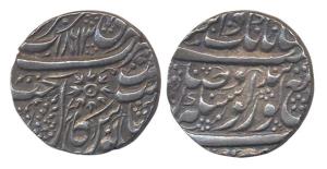 Amritsar Mint, Silver, Rupee, VS 1863, Arsi type, in the name of Guru Govind Singh. Very F