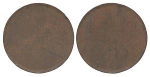 Khengarji III, Copper, 5 Kori, Trail Strike, the edge reads KUTCH STATE BHUJ. Trail strike