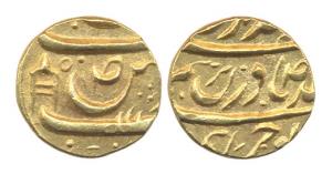 Rajindar Singh, Gold, Mohur, VS 50 (KM# 9). About Extremely Fine, Rare.
