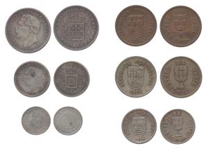 Decimal Coinage, Set of 6: Nickel (4), 6 & 3Escudos, 1 Escudo, 60 Centavos; Copper (2), 30