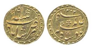 Murshidabad Mint, Gold, 1/8 Mohur, in the name of Shah Alam II, AH 1202/19 (Prid# 51; KM 8