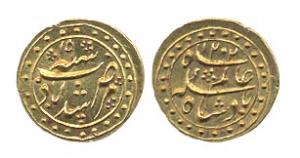 Murshidabad Mint, Gold, 1/16 Mohur, in the name of Shah Alam II, AH 1202/19 (Prid# 58; KM 