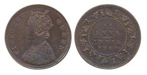 Victoria Queen, Copper, 1/12 Anna, 1861, Pattern. UNC with original luster, Very Rare.