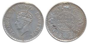 George VI, Silver, Rupee, 1939, Bombay Mint, straight milling. Very Fine+, ex-mount, Very 