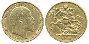 Great Britain, Edward VII, Gold, 2 Pounds (16 g), 1902. Very Fine+