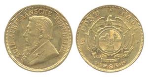 South Africa, Gold, 3.9 g, ½ Pond, 1894 (KM 9.2). About UNC.