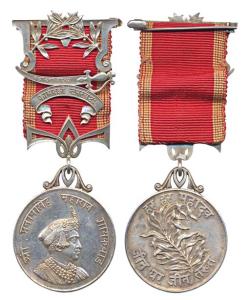 Baroda, Data (Donor) Medal, Silver, H. H. Maharaja Pratapsinh Gaikwad, with original ribbo