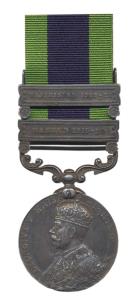 India General Service Medal, George V, Silver, Waziristan 1919-21 and Mahsud 1919-20, 2 ba