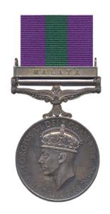 General Service Medal, George VI, Silver, Malaya bar, awarded to 16768 S. C. Aziz B Ujang.