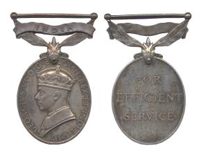 Efficiency Medal, George VI, Silver, India written on a foliated bar, awarded to PTE O. O'