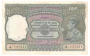 George VI, Rupees 100, 1938, signed J. B. Taylor, Bombay, (Jhun# 7.1A). Graffiti on revers