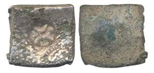 Punch-marked Coins, Shakya Janapada, 6th century BC, Silver, Single-punch type with a deep