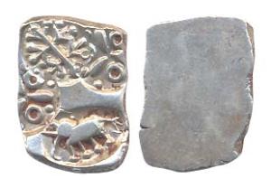 Punch-marked Coins, Andhra Janapada, Silver, ½ Karshapana, Singavaram Hoard type, four-sym