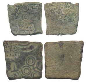 Eran, Copper (2), 3rd century BC, punch-marked type, uniface, two varieties with the secon