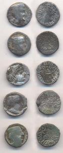 Western Kshatrapas, Silver (5), Karshapana, all different rulers. Fine to Very Fine. (5)
