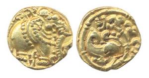 Gangas, Gold, Pagoda, Elephant Pagoda, ornate elephant to right on obv and a floral design