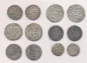 Silver (6), Tanka, Sikandar, Nasir-ud-din Firuz, Jalal Shah, and Hussain Shah. All differe